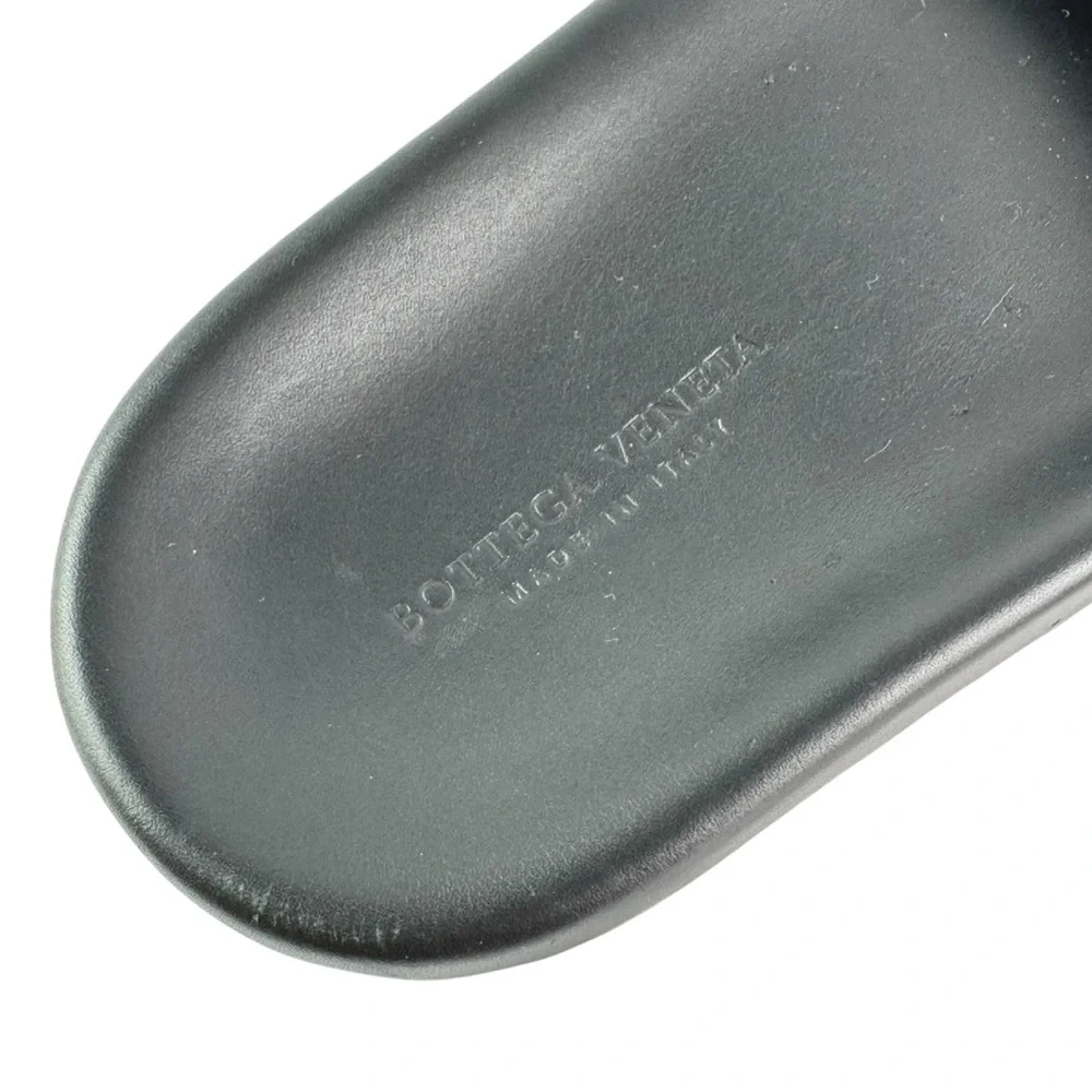 BOTTEGA VENETA Black Intrecciato Woven Leather Men Slide Sandals 40-7US - Picture 10 of 11